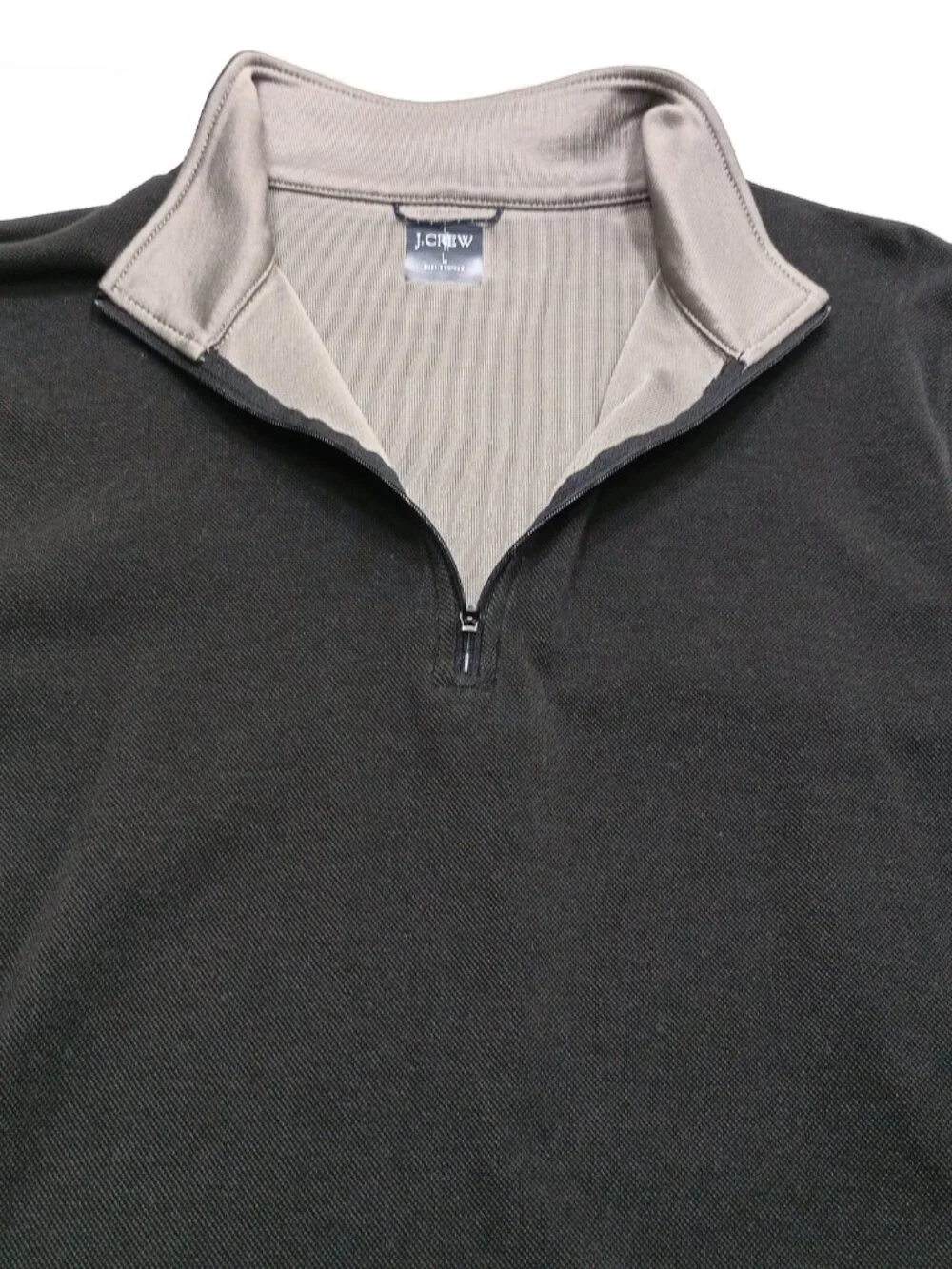 J.Crew Men’s Performance Quarter Zip Pullover Large Black COOLMAX UPF 50+